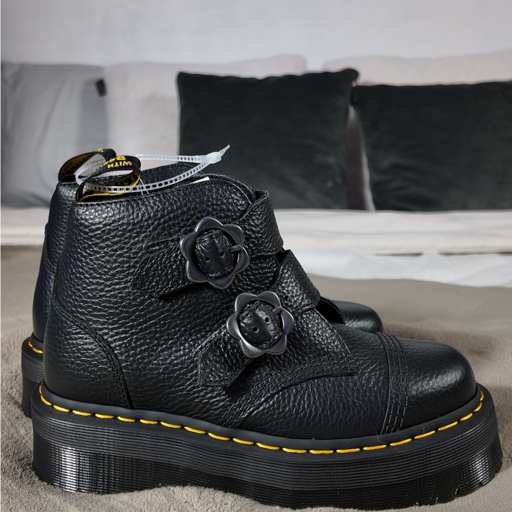 Dr. Martens Black Leather Buckle Boots